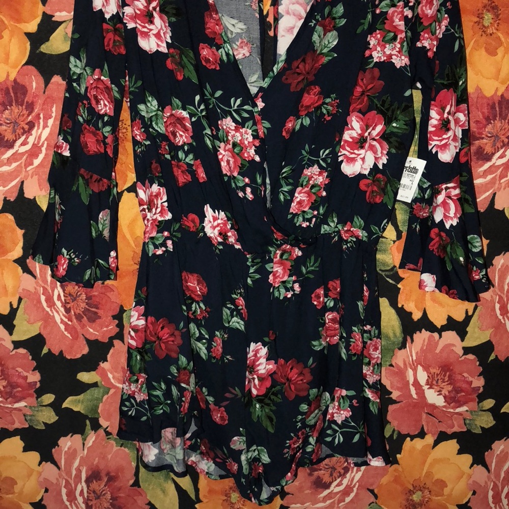 Navy Blue Floral Romper